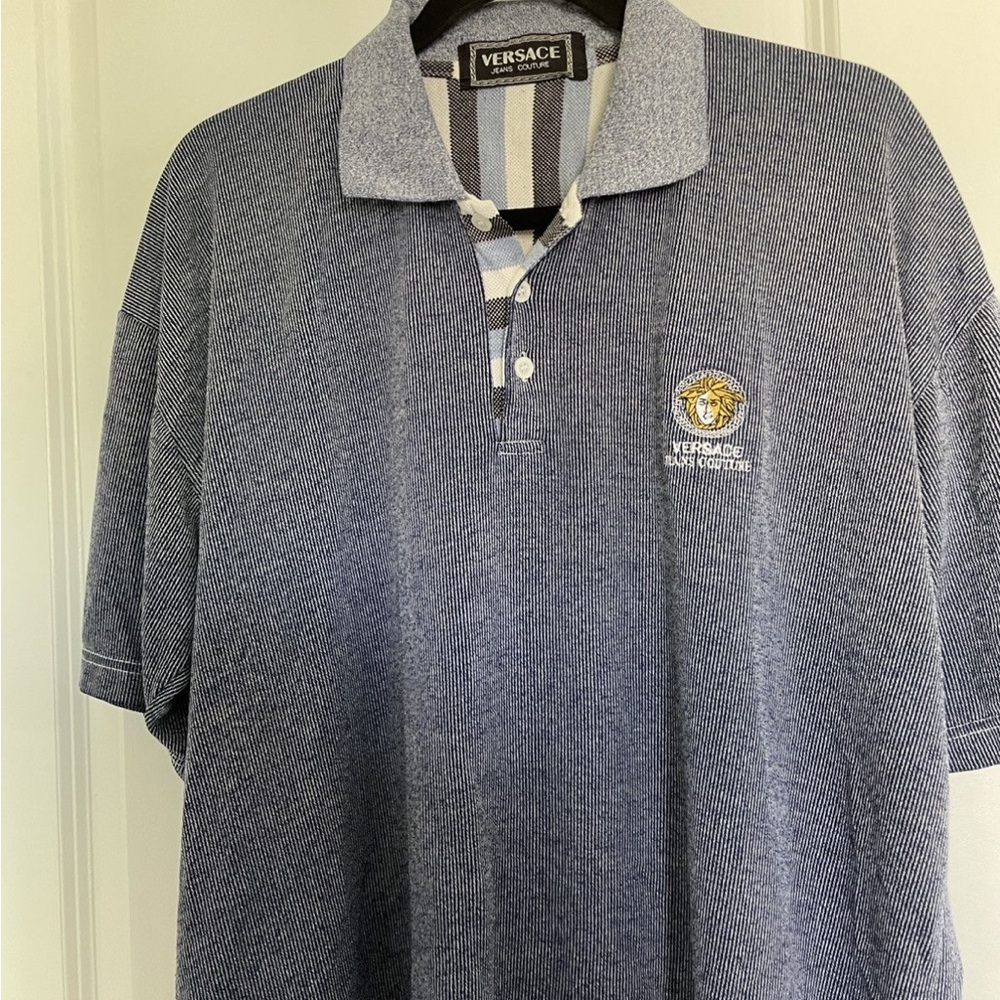 Versace Men's Blue Polo Shirt Sz L
